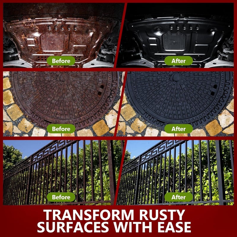 LISRUX Rust Converter & Metal Primer, 141 Fl Oz Black Rust Inhibitor Paint for Metal, Automotive Rust Reformer, Industrial Grade Water Based, Heat Resistance & UV Resistant - Image 3